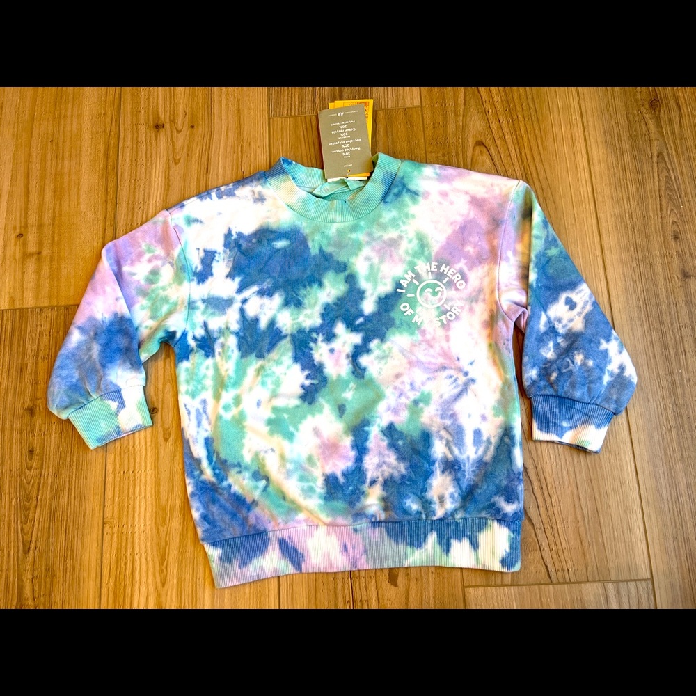 NWT H&M Boys or Girls So Soft Tie Dye "I AM THE HERO OF MY STORY" Sweatshirt